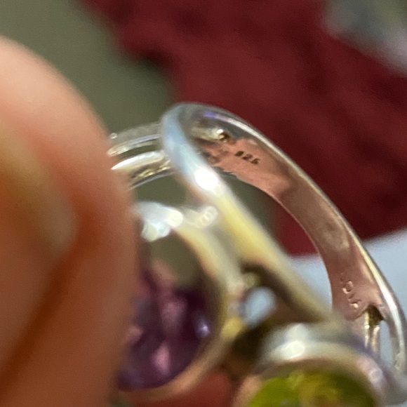 FINAL PRICE Chunky Indonesian Sterling Silver multi gem ring 7.5, stunning! - Picture 15 of 15